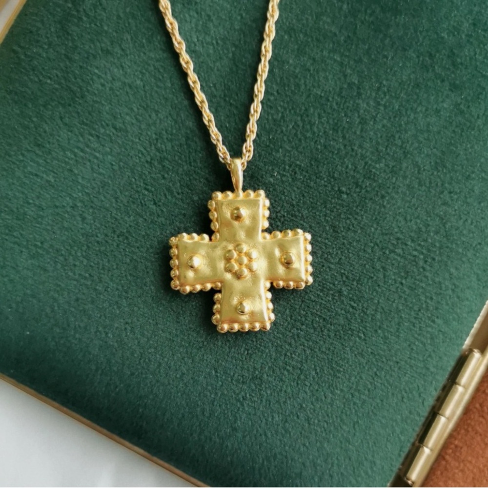 Julie Vos Gold Canterbury Cross Pendant Necklace